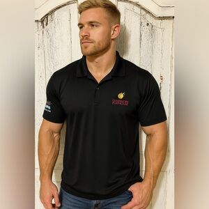 Greg Norman Collection Black Polo with Embroidered Logo